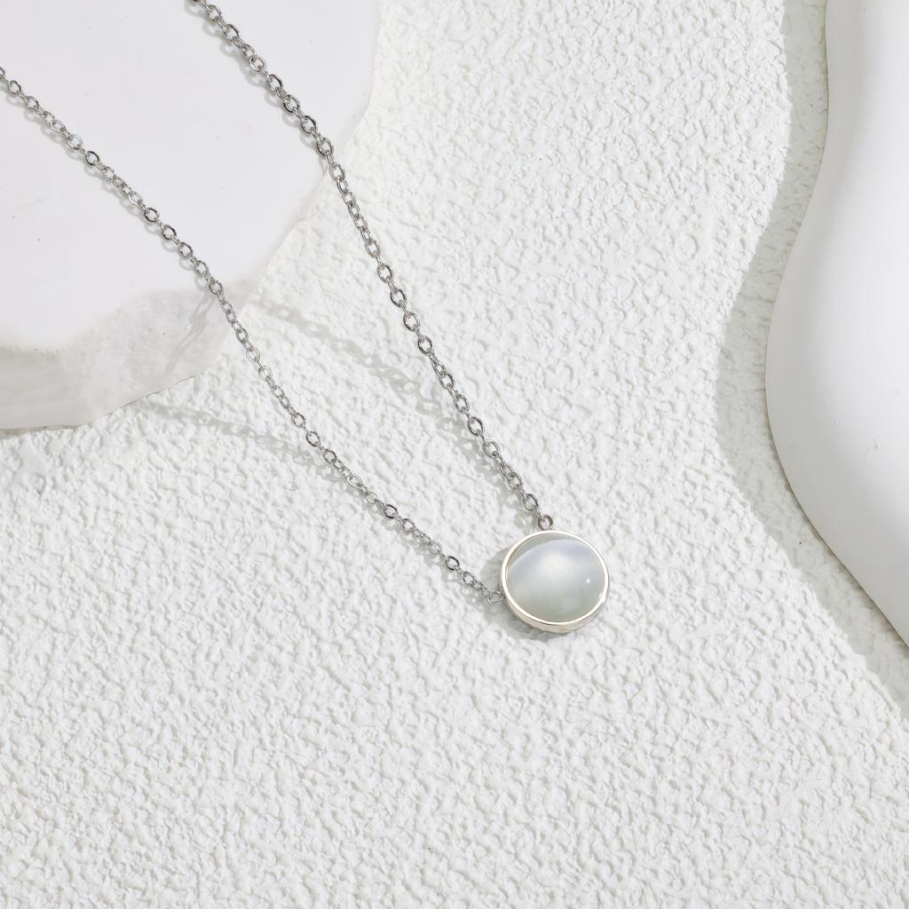 Niche Style Opal Pendant Necklace Rose Gold Titanium Steel Necklace Sweet Temperament Necklace