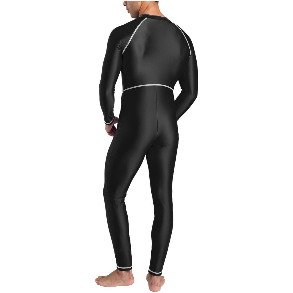 Costume da Bagno Intero da Uomo a Manica Lunga e Pantalone Lungo con Collo Alto Rash Guard Lucido Costume da Bagno Integrale per Surf, Immersioni, Spiaggia