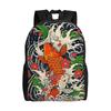 Floral Koi Fish Pond Backpack Office Workers Sporty Daily Mochila Large Capacity Laptop Bag Back To School Season