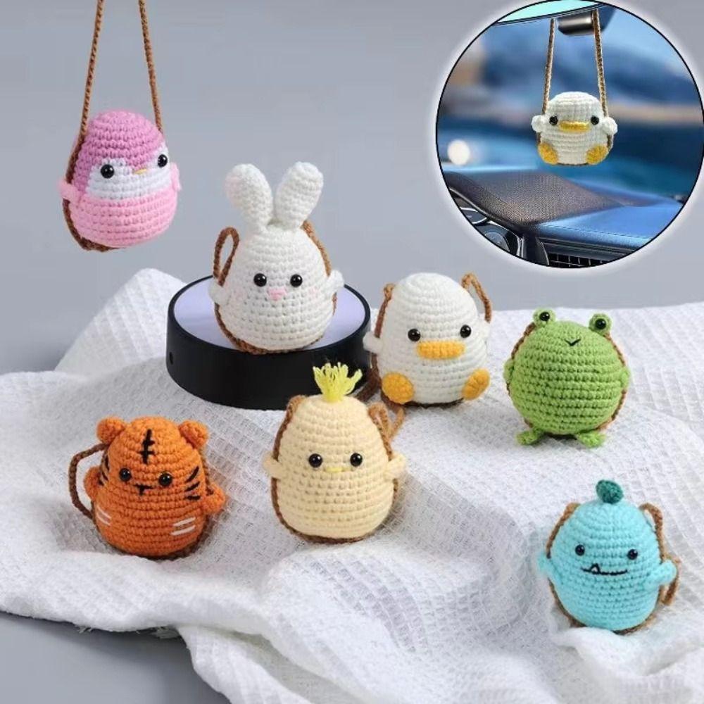 Handmade Knitted Hanging Decor Duck Chick Car Decoration Mini Knitting Ornament Birthday Gift