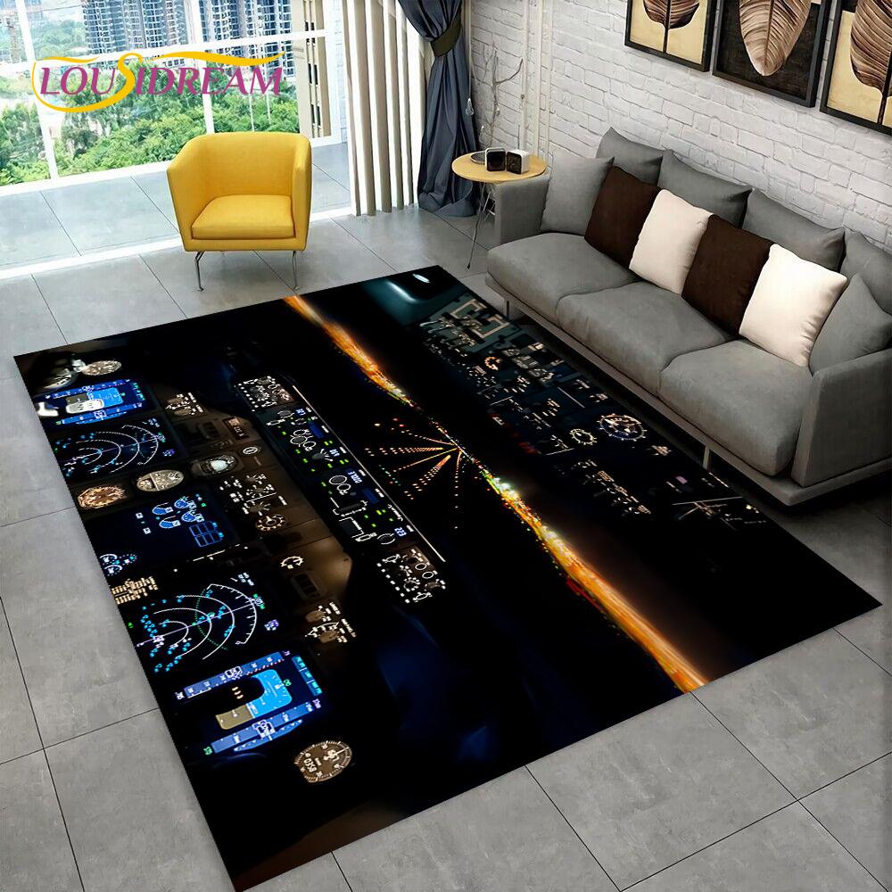 

Fighter Aircraft Control Cockpit Cabin Carpet Rug for Home Living Room Bedroom Sofa Doormat Decor,Area Rug Non-slip Floor Mat 40x60cm