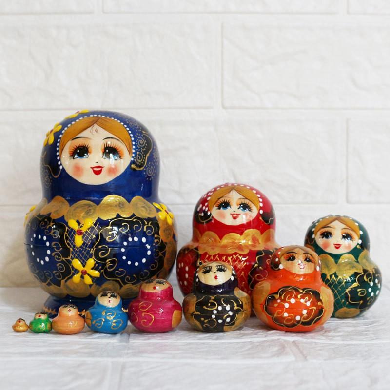 10-layer Russian Nesting Dolls Handmade Wooden Decorative Festival