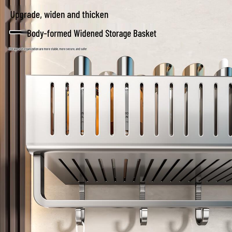 No-Drill Suction Cup Bathroom Shelf with Hooks