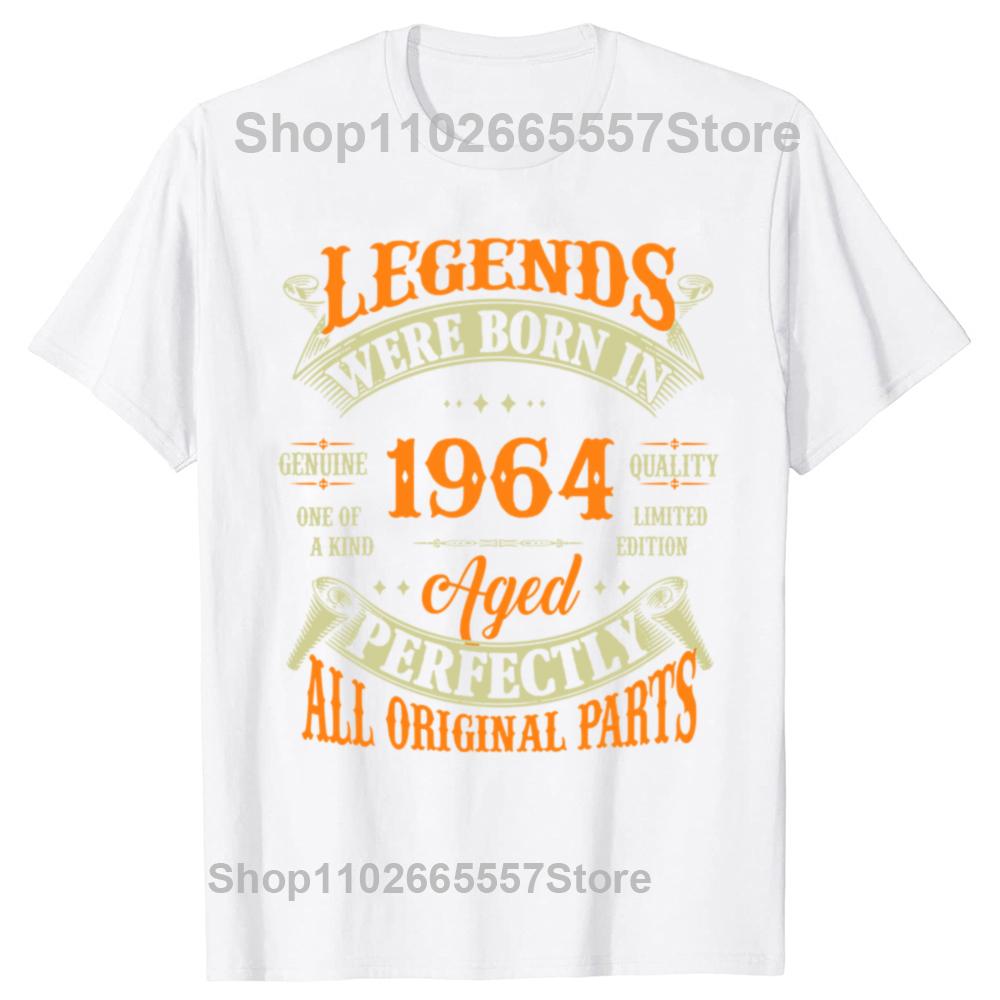 Funny 60th Birthday T Shirts Legends Were Born in 1964 Summer Graphic Cotton Vintage 60 Years Old Short Sleeve T-shirt Men