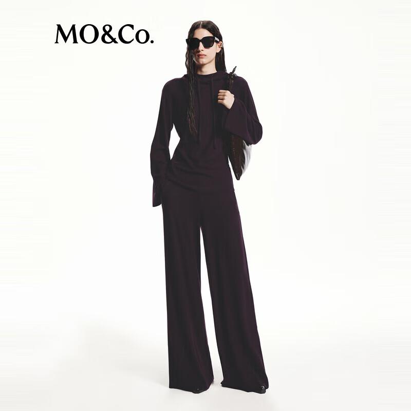 MO&Co. Autumn High-Waist Wide-Leg Drawstring Brushed Velvet Pants