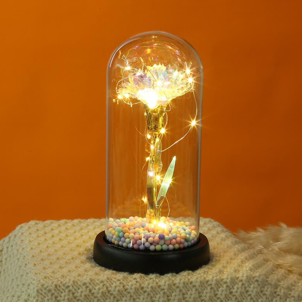 Mother's Day Gift Glass Cover Eternal Flower for Mother To Keep Long Carnation Night Light Tabletop Ornament