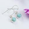 Handmade Round Larimar Earrings, 925 Sterling Silver, March Birthstone