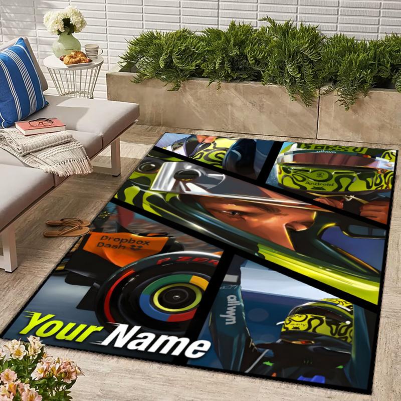 Lando Norris Design Area Rug Personalized Name- Non-Slip, Soft & Cozy Floor Mat for Living Room, Office - Indoor/Outdoor Carpet