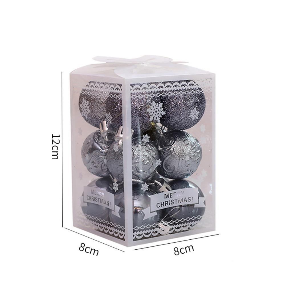12PCS High-quality Plastic Christmas Ball Set 9 Colors Suspensable Xmas Ornament Ball 4cm Xmas Baubles Scene Supplies