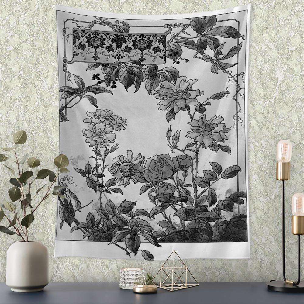 European Retro Floral Relief Painting Mural Wall Hanging Bohemian Home Print Background Cloth Art Room Decor Tapestry