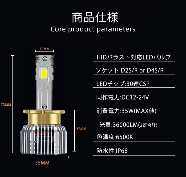 Quick and easy super bright LED headlights for and left and right brighter than replacement for factory power up installation, D2S, D2R, D4S, D4R,