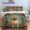 Cats and Dogs with Roses  Pattern Bedding Quilt Set  Home Decoration  Gift (1 * duvet cover + 2 * pillowcase, without core)
