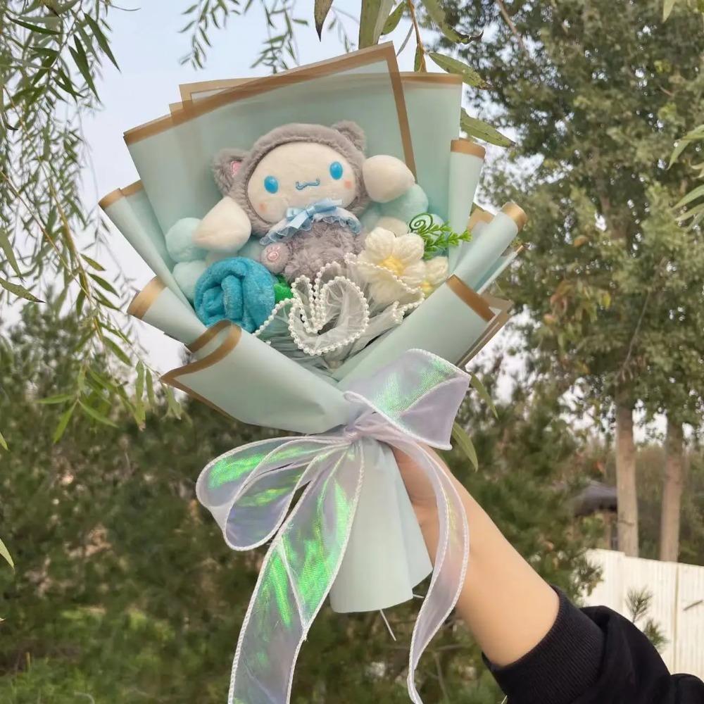 Bambole Gatto Kawaii Hello Kitty con Fiori Artificiali Bouquet Creativo Regali di Natale San Valentino Compleanno Laurea