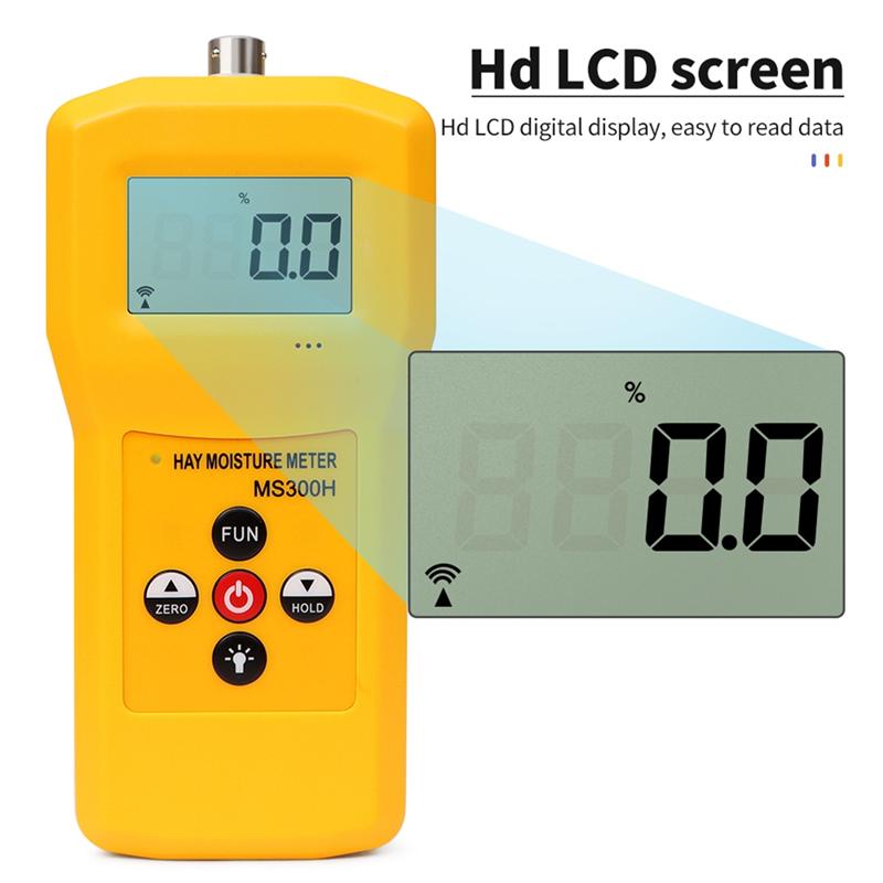 A96I-MS300H Portable Hay Moisture Meter With Probe For Hay Bale,Cereal Straw,Forage Grass,Leymus Chinensis Humidity Tester