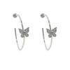 High Quality Gold Trendy New Fashion Butterfly Animal Crystal Earrings Big Hoop Design for Girls Ladies for Wedding