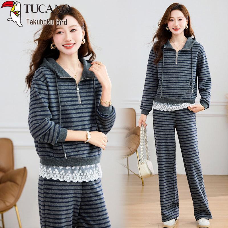 Woodpecker Women's Striped Hooded Loungewear Set