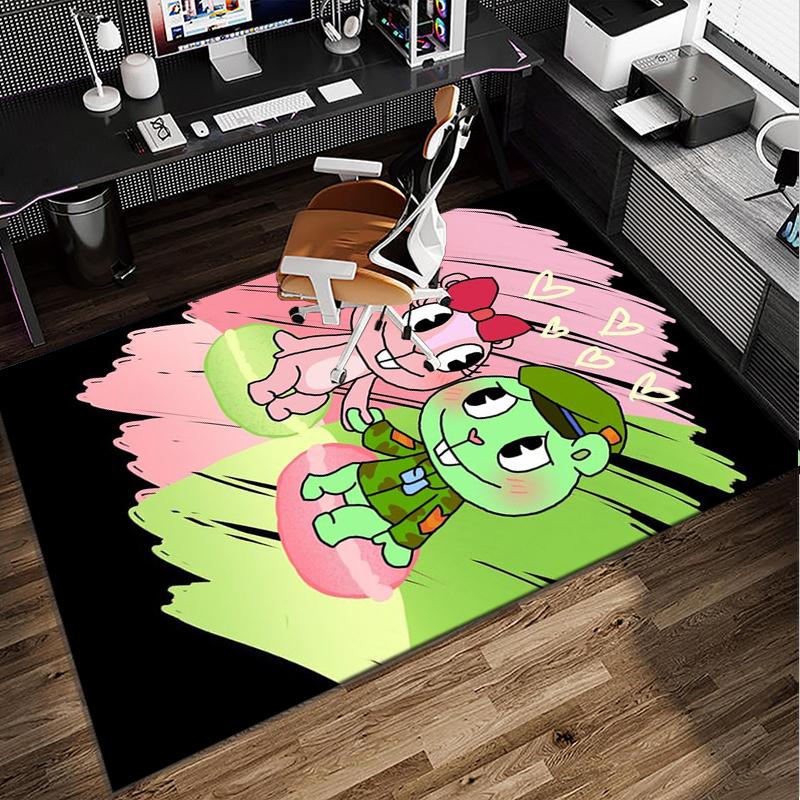 Happy Tree Friends Anniversary Office Rug Chair Mat, Game Carpet, Suitable for Front Door, Bedroom, Living Room, Desk, Holiday Gift