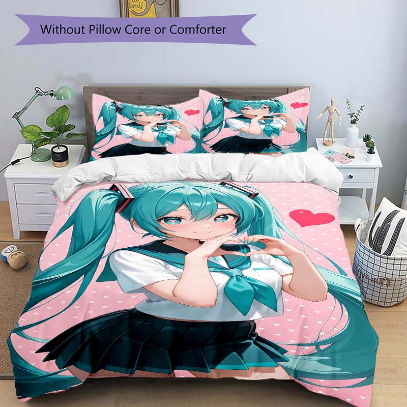 Heart Shape Gesture Print 3Pcs Bedding Setduvet Cover With 2 Bedropillowcase Home Birthday Gift