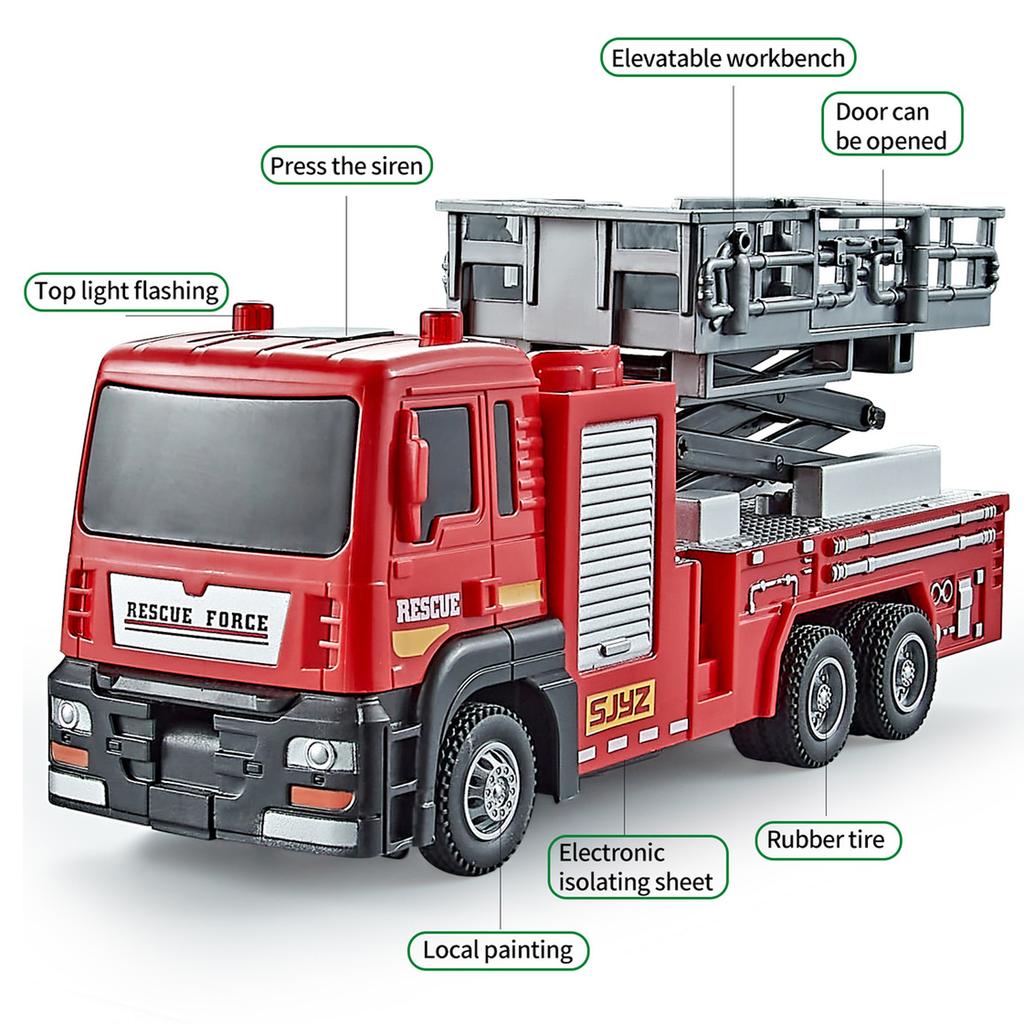Simulation Fire Truck Ladder Truck Sprinkler Truck Sanitation Truck Alloy Engineering Vehicle Children's Car Model Toy