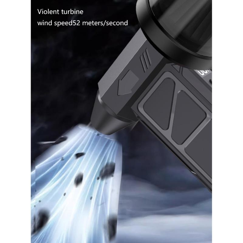 Portable 130000RPM Handheld Blower Fan Featuring LED Light Digital Display 4 Speeds for Camping Outdoor Activities