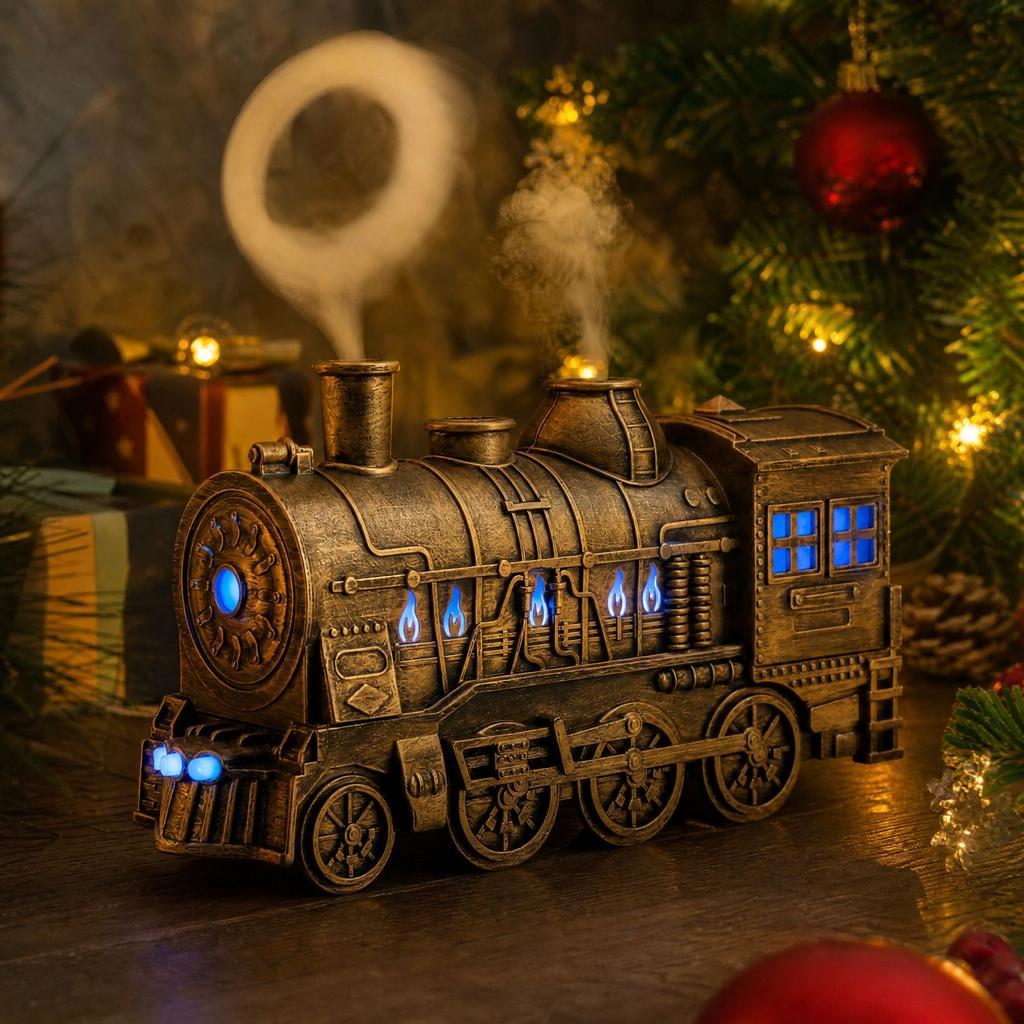 Train-Shaped Humidifier and Aroma Diffuser with Colorful Lights, Mist, Blue Light, No Remote Control