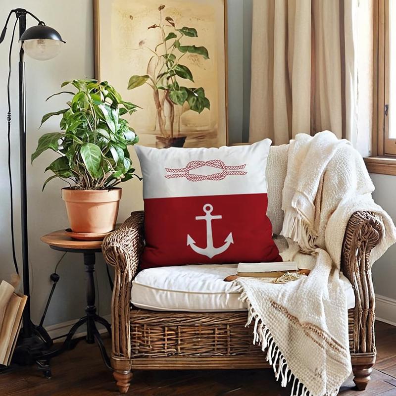 Nautical Compass Print Throw Pillow Cover, Vintage Style Cushion Case for Home Decor
