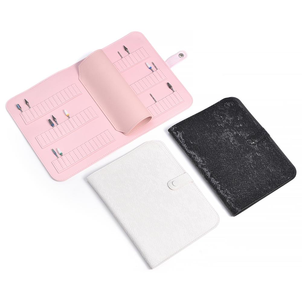 84 Positions Snake Print Folding Nail Drill Bit Organizer Bag Milling Tool Display Grinding Bits Empty Container PU leather Bag