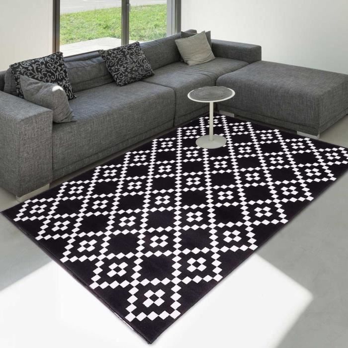 Tapis Moderne - UNAMOURDETAPIS - LERUM Noir - 60x110 cm - Polypropylène
