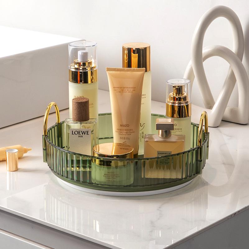 Luxury Rotating Cosmetic Organizer: Bathroom Shelf & Dressing Table Storage for Lipsticks & Skincare Products