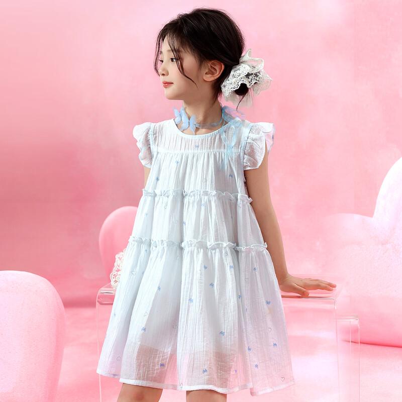 Xiaohu Patty Girls' Bow Print Flutter Sleeve Princess Dress