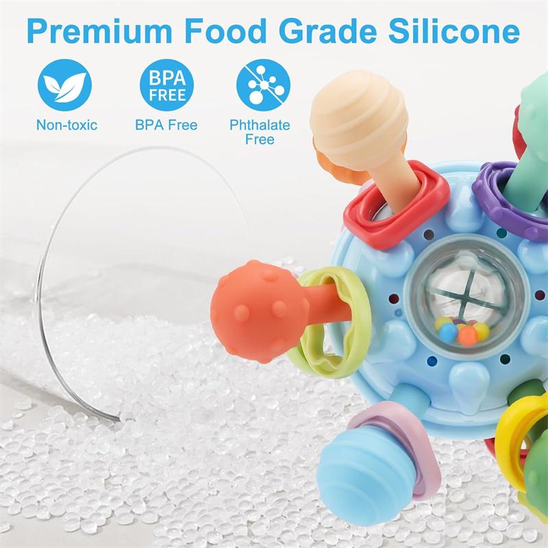 Atomic Ball Baby Montessori Sensory Toy For 0-6 6-12 Months, Food Grade Teething Toy For Babies