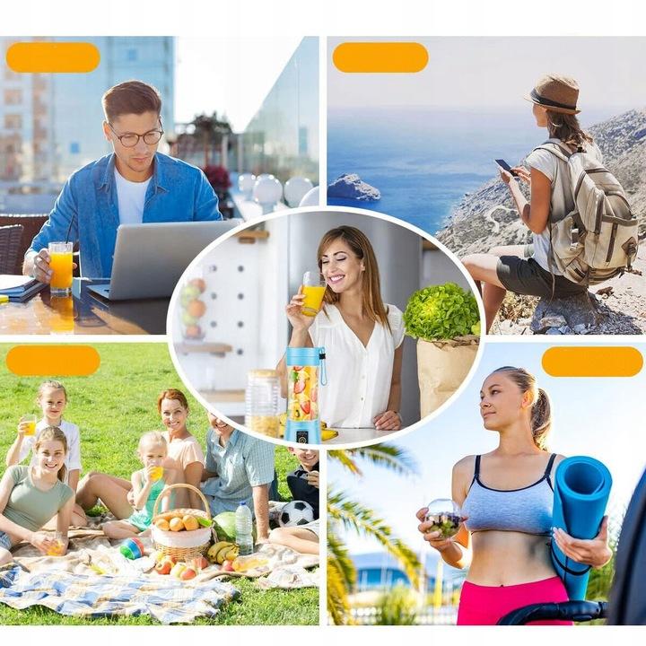 Przenośny Blender, Elektryczny Sokowirówka Usb, Do Koktajli I Soku, 380 Ml