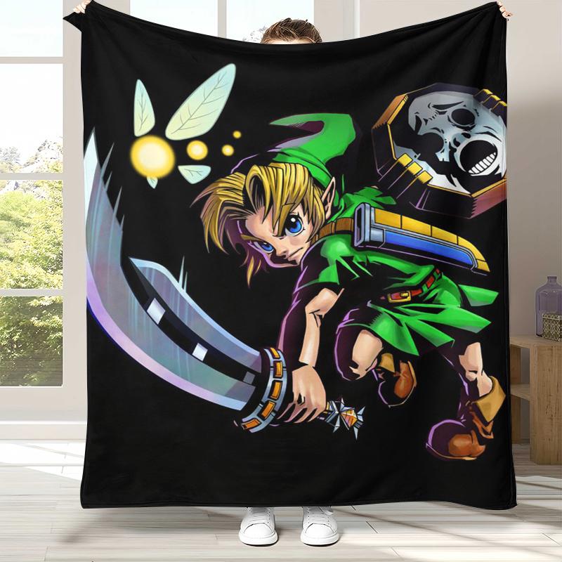 Retro Z-Zelda Cartoon Link Games Flannel Blanket,Ultra Soft Warm Plush Throw for Home Bedroom Bed Sofa Cover Camping Picnic Kid