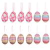 30/12PCS Easter Eggs Pendant Kit with Rabbit Painting Colorful Funny Painted Paper Eggs Educational Foam Hanging Ornaments