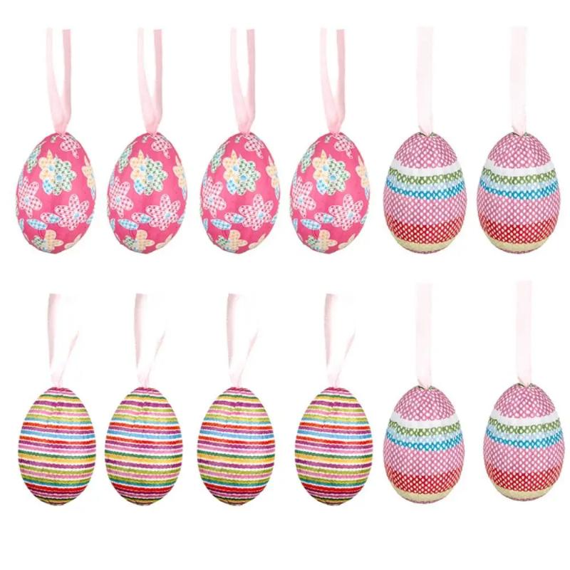 30/12PCS Easter Eggs Pendant Kit with Rabbit Painting Colorful Funny Painted Paper Eggs Educational Foam Hanging Ornaments