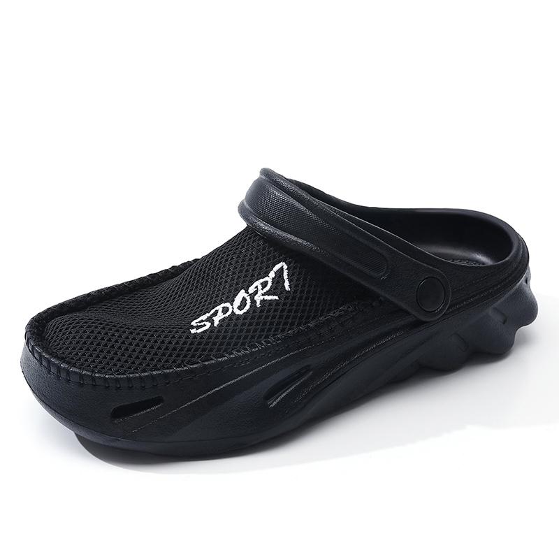 

Fashion New Arrival Mens Hole Clogs Slippers Dual-Purpose Man Garden Shoes Arch Support Slides Summer Beach Flats Non-slip EVA Half Drag 39 чёрный