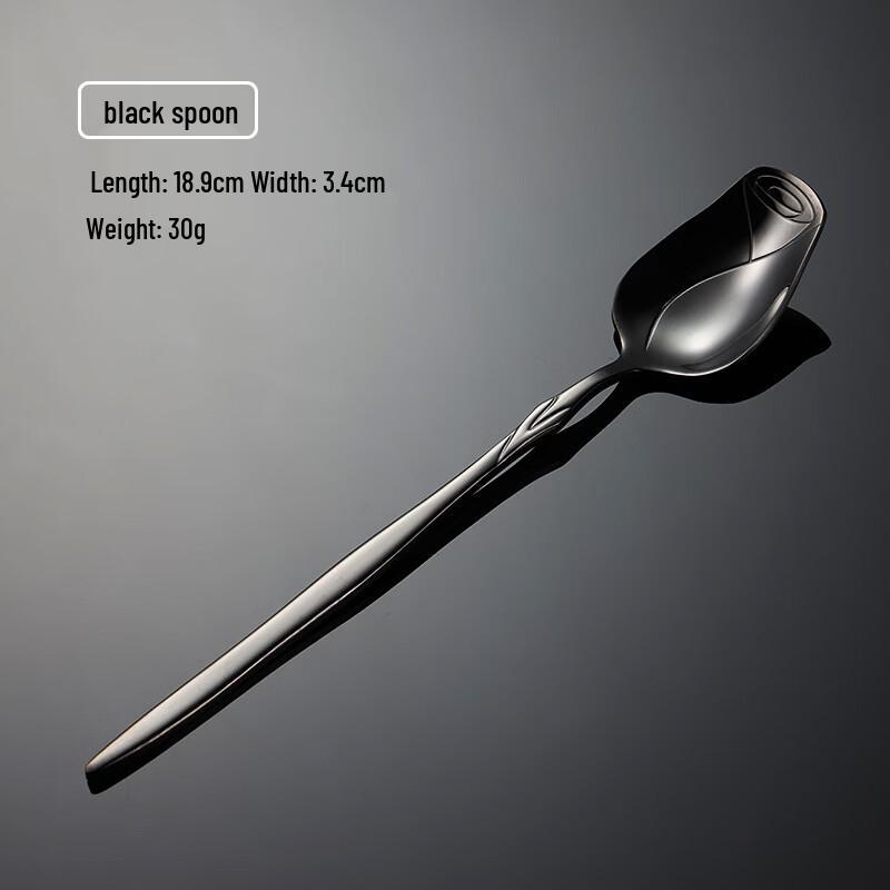 

Qianxing Creative Rose Stainless Steel Black Cutlery Set (10-Piece)