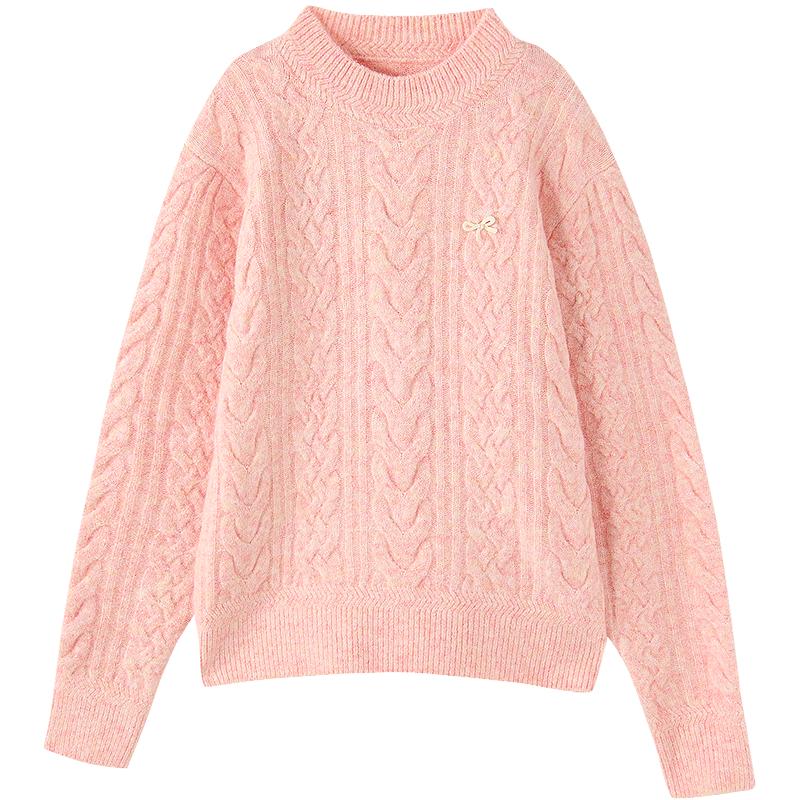 DEESHA Girls  Winter Cable Knit Half-Turtleneck Sweater 130