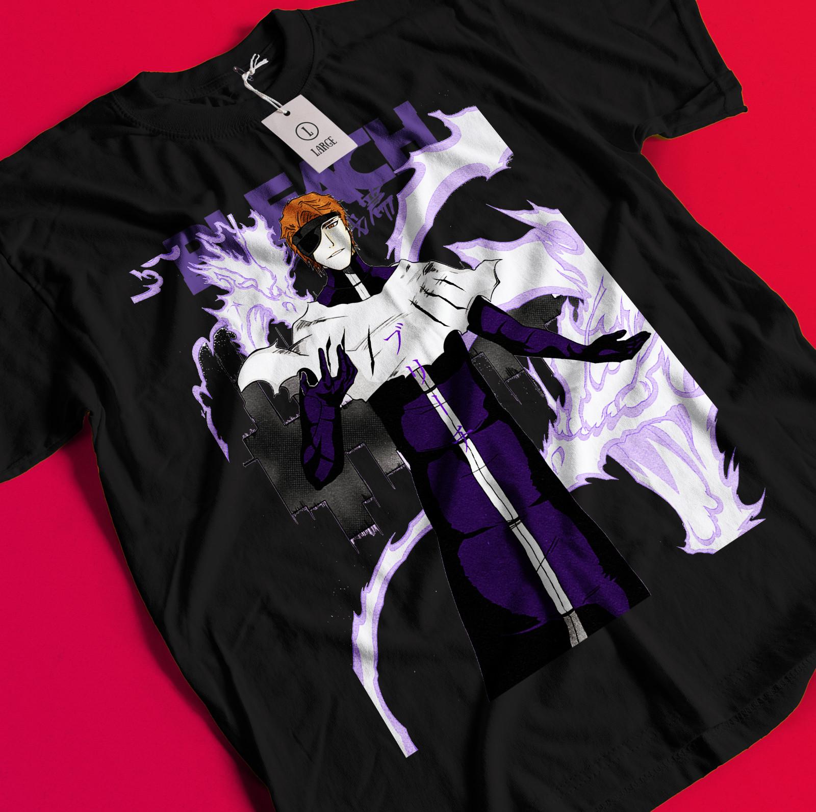 Футболка с изображением персонажей аниме Bleach: Айзен, Ичиго Банкай, Юхвач, Зараки, Кенпачи, BB385. XL