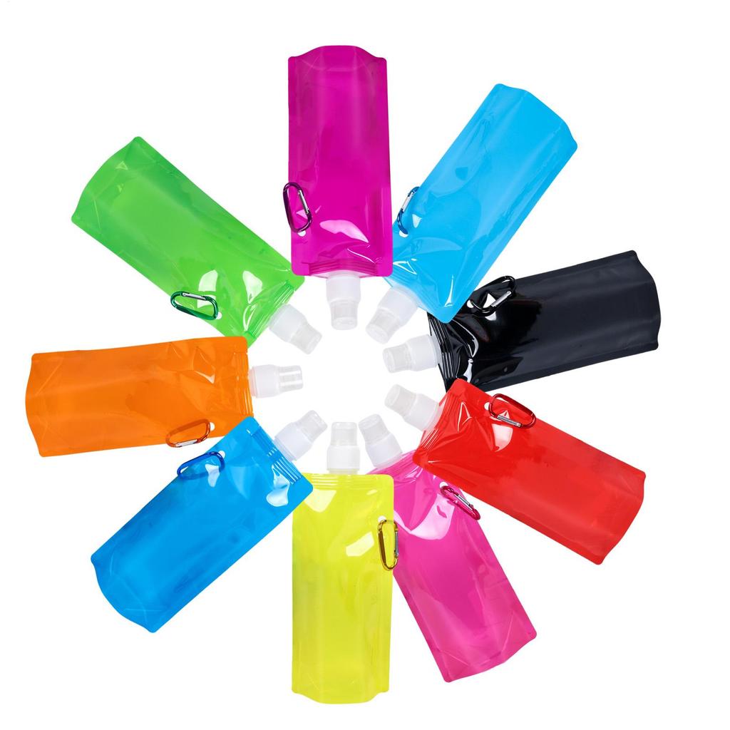 480ML Portable Foldable Silicone Folding Water Bottle Water Bag Outdoor Sport Supplies Hiking Camping Soft Flask Bag