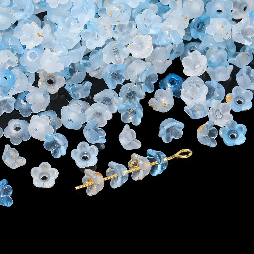 5.5*6MM Acrylic Gradual Change Sprinkling Gold Lily of The Valley Beads, Loose Beads DIY Handmade Flower Tray Earrings Necklace Material