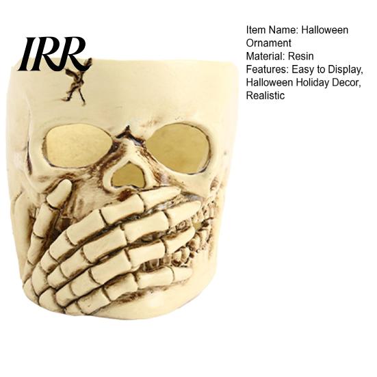 Realistic Halloween Ornaments Skull Candle Holder Decor, Resin Gothic Table Ornament, Spooky Shelf Durable Decorations Decor for Party Home, Trick or