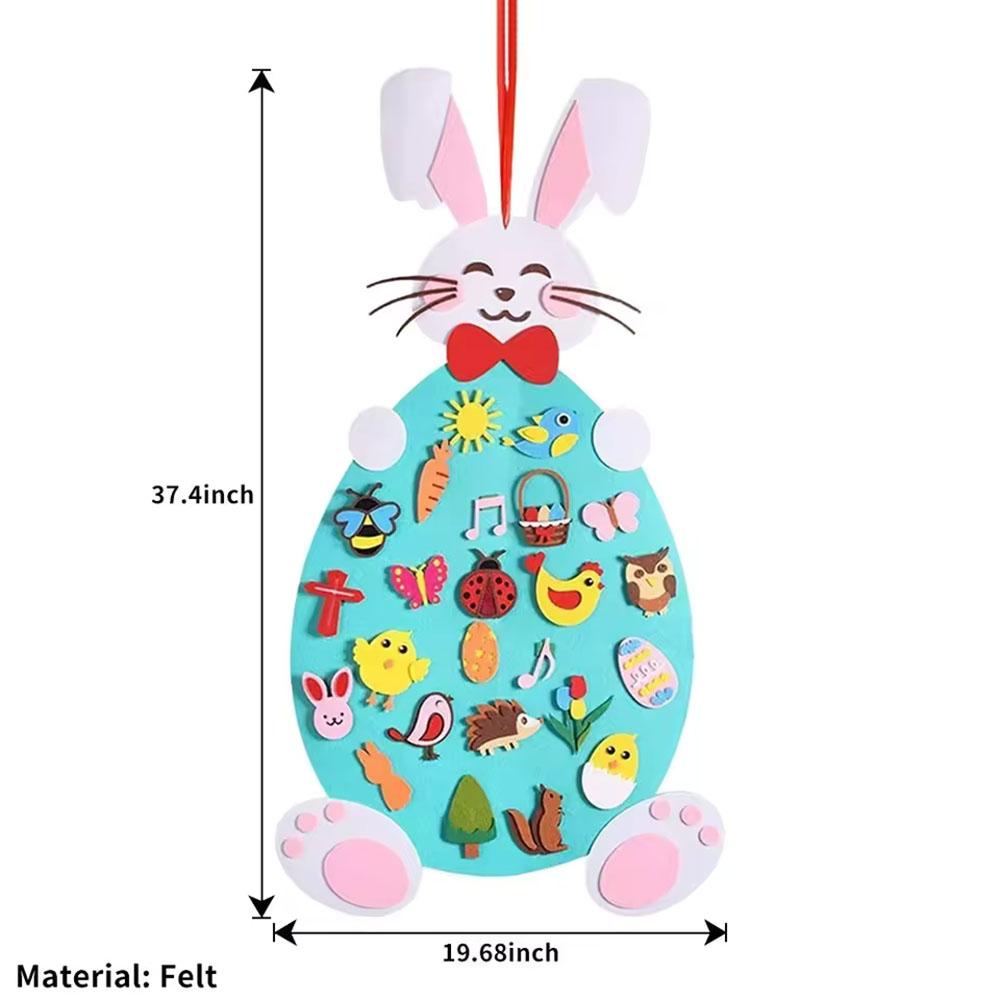 

1 комплект украшения пасхального кролика, поделка из фетра «Сделай сам», подвесное украшение в виде кролика для комнаты, крыльца, гостиной, праздничная вечеринка, сувенир розовый