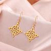 Lucktune Witch Knot Witchcraft Drop Earrings Women Stainless Steel Triskele Ankh Pentagram Symbol Earrings Vintage Jewelry Gift
