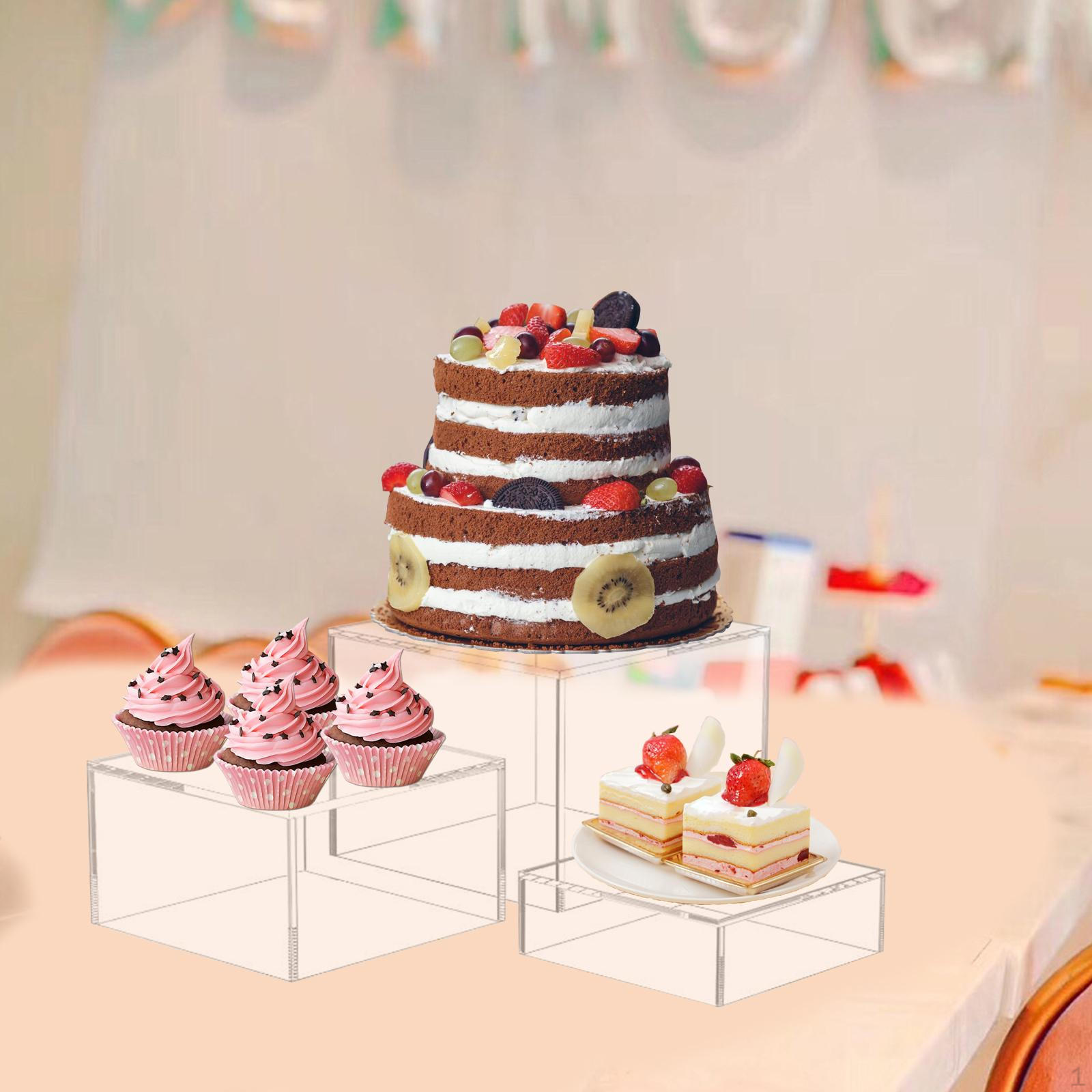 

3 подставки для шведского стола, многофункциональная стойка с полым дном, штабелируемая подставка для еды, бранч, transparent