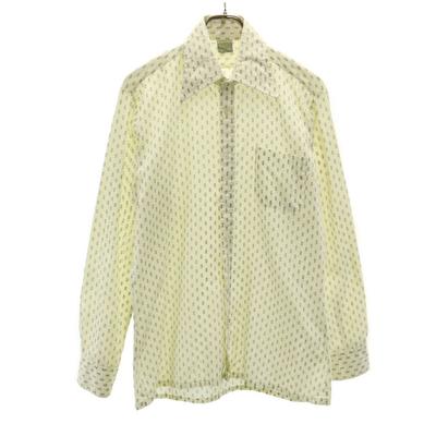 BÜGELFREI 70er Euro Vintage Overall Henkel Langarmhemd 40 beige Herren Gebraucht