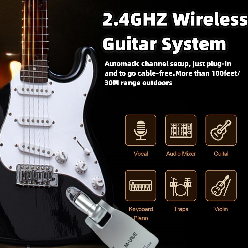 WP-1 2.4G Wireless Transmitter Receiver /4 Channels/Low Latency/30M Transmission Range/Plug and Play/for Electric Bass