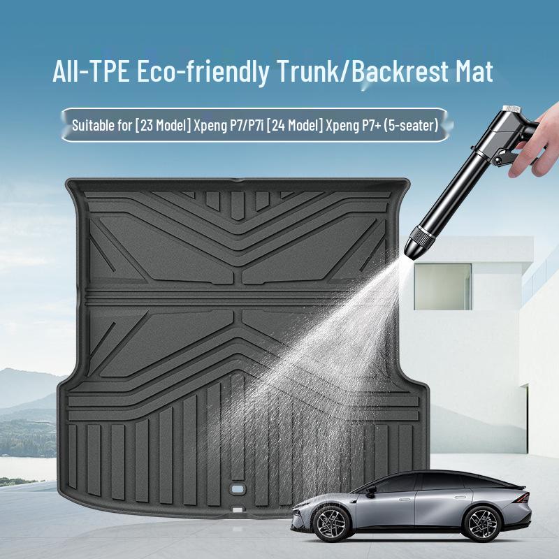 Compatible Trunk and Seat Backrest Mats for 2023-2025 Xiaopeng P7/P7i/P7+ Models - Full TPE Tailbox Protection