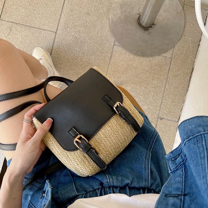 IELGY Женский соломенный рюкзак нишевого дизайна бежевый — фото 8