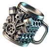 G8DA Automotive Themed Stainless Steel Insert Cup Mechanical Detailing Resin Coffee Mug Insulated Drinkware For Daily Use